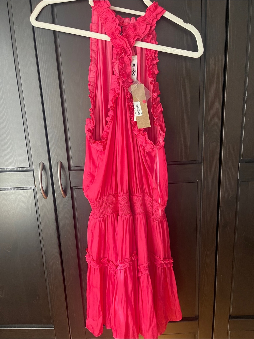 DO+BE Fuchsia Ruffled Halter Mini Dress